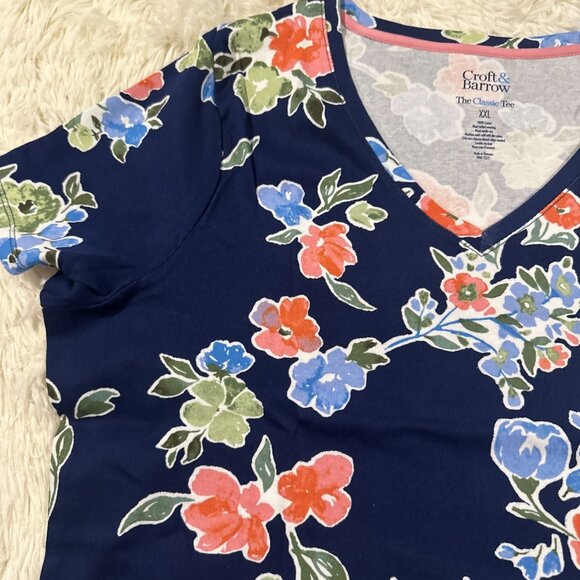 Croft and Barrow XXL womens NWT colorful floral The Classic Tee - Picture 6 of 12